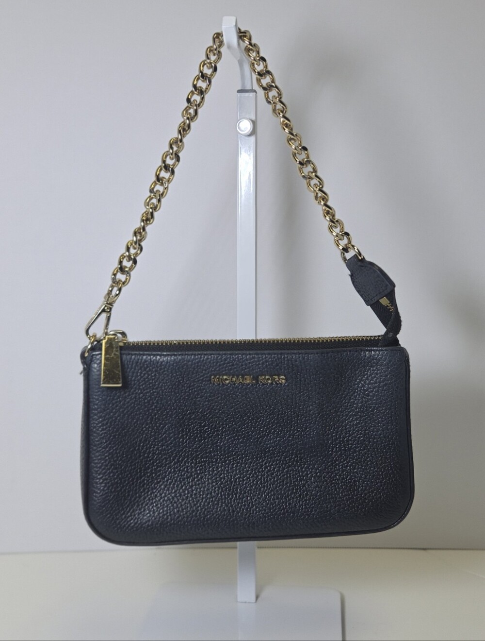 Michael Kors Black Pebbled Leather Chain Shoulder Bag